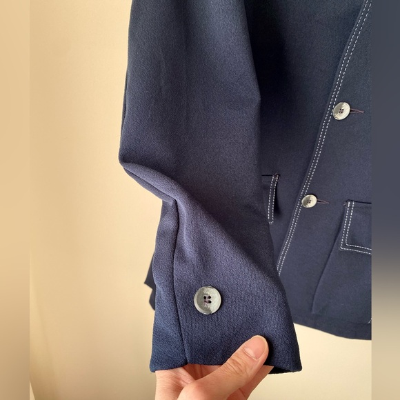 Vintage contrast stitching navy blazer - Picture 14 of 16